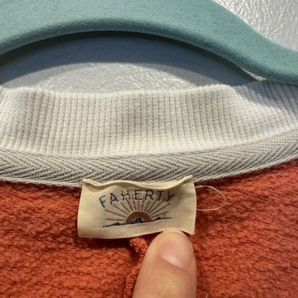 Faherty High Standard Fleece Varsity Crew Sweatshirt Organic Cotton Women Medium - Picture 3 of 9